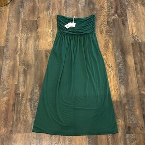 Grace Karin Teal Strapless Ruched Midi Dress